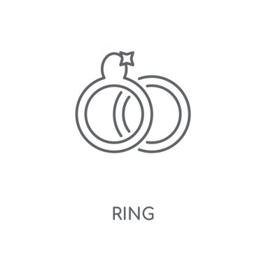 Yüzük doğrusal simgesi. Kavramı kontur sembolü tasarım yüzük. İnce grafik öğeleri illüstrasyon, beyaz bir arka plan, eps 10 anahat desen vektör.