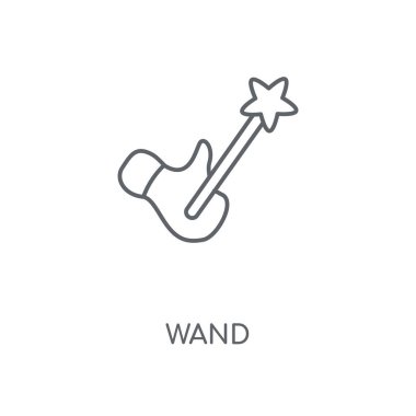 Değnek doğrusal simgesi. Değnek kavramı kontur sembolü tasarım. İnce grafik öğeleri illüstrasyon, beyaz bir arka plan, eps 10 anahat desen vektör.