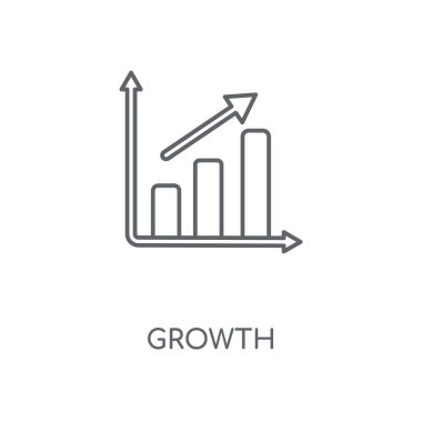 Büyüme doğrusal simgesi. Büyüme kavramı kontur sembolü tasarım. İnce grafik öğeleri illüstrasyon, beyaz bir arka plan, eps 10 anahat desen vektör.