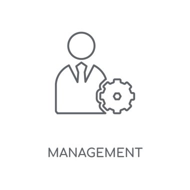 Yönetim doğrusal simgesi. Yönetim kavramı kontur sembol tasarımı. İnce grafik öğeleri illüstrasyon, beyaz bir arka plan, eps 10 anahat desen vektör.