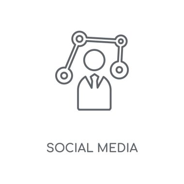 Sosyal medya doğrusal simgesi. Sosyal medya kavramı kontur sembolü tasarım. İnce grafik öğeleri illüstrasyon, beyaz bir arka plan, eps 10 anahat desen vektör.