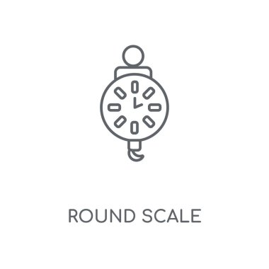 Yuvarlak ölçek doğrusal simgesi. Yuvarlak ölçek kavramı kontur sembolü tasarım. İnce grafik öğeleri illüstrasyon, beyaz bir arka plan, eps 10 anahat desen vektör.