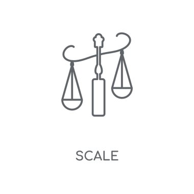 Ölçek doğrusal simgesi. Ölçek kavramı kontur sembolü tasarım. İnce grafik öğeleri illüstrasyon, beyaz bir arka plan, eps 10 anahat desen vektör.