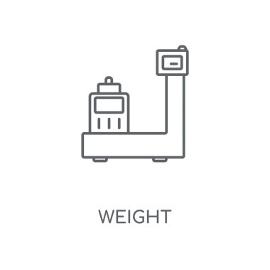 Ağırlık doğrusal simgesi. Ağırlık kavramı kontur sembolü tasarım. İnce grafik öğeleri illüstrasyon, beyaz bir arka plan, eps 10 anahat desen vektör.