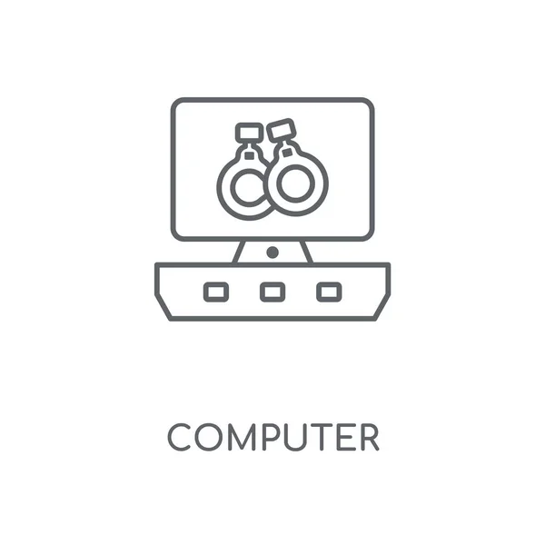 コンピューター線形アイコン コンピューター概念ストローク シンボル デザイン 薄いグラフィック要素ベクトル イラスト 白い背景 Eps の概要パターン — ストックベクタ