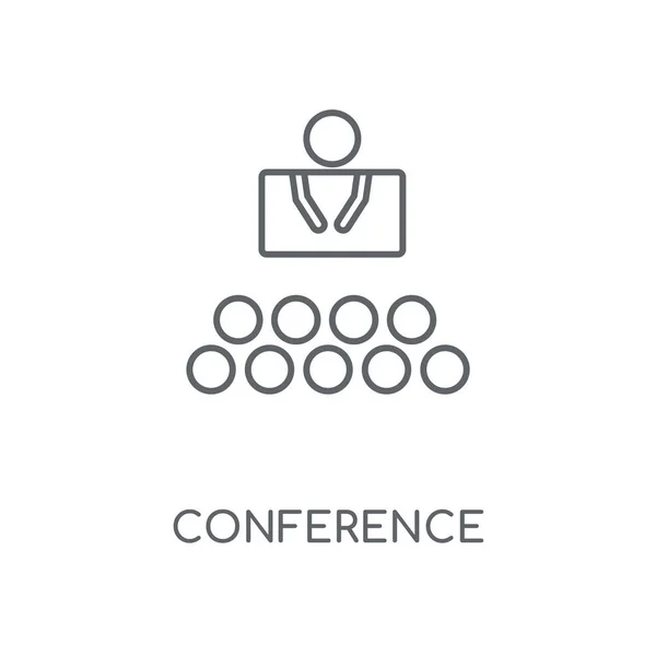 Konferans Doğrusal Simgesi Konferans Kavramı Kontur Sembolü Tasarım Nce Grafik — Stok Vektör