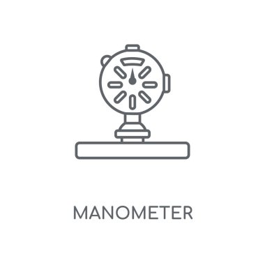 Manometre doğrusal simgesi. Manometre kavramı kontur sembolü tasarım. İnce grafik öğeleri illüstrasyon, beyaz bir arka plan, eps 10 anahat desen vektör.