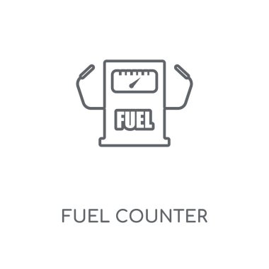 Yakıt sayaç doğrusal simgesi. Yakıt tezgah kavramı kontur sembolü tasarım. İnce grafik öğeleri illüstrasyon, beyaz bir arka plan, eps 10 anahat desen vektör.
