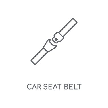 Otomobil emniyet kemeri doğrusal simgesi. Otomobil emniyet kemeri kavramı kontur sembolü tasarım. İnce grafik öğeleri illüstrasyon, beyaz bir arka plan, eps 10 anahat desen vektör.