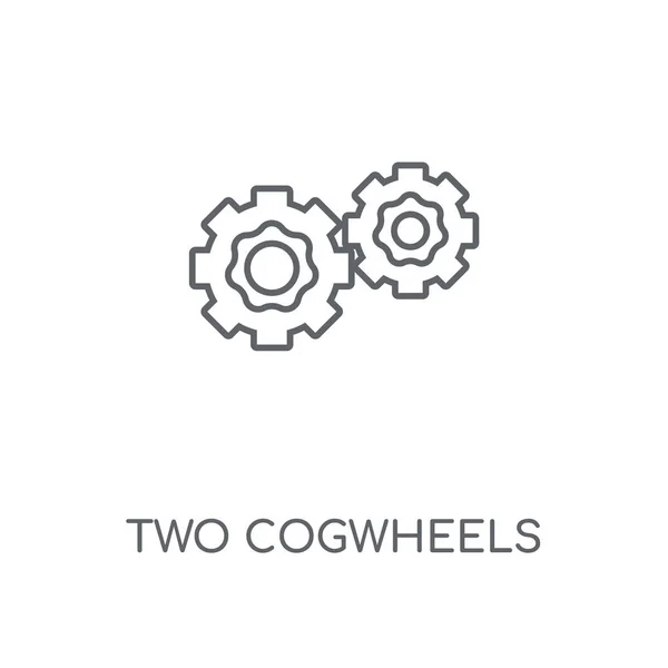 Dos Cogwheels Icono Lineal Dos Cogwheels Concepto Trazo Símbolo Diseño — Vector de stock