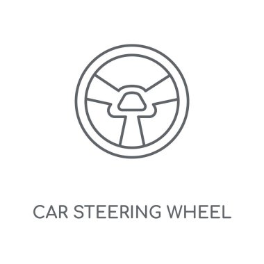 Araba direksiyon doğrusal simgesi. Araç direksiyon kavramı kontur sembol tasarımı. İnce grafik öğeleri illüstrasyon, beyaz bir arka plan, eps 10 anahat desen vektör.