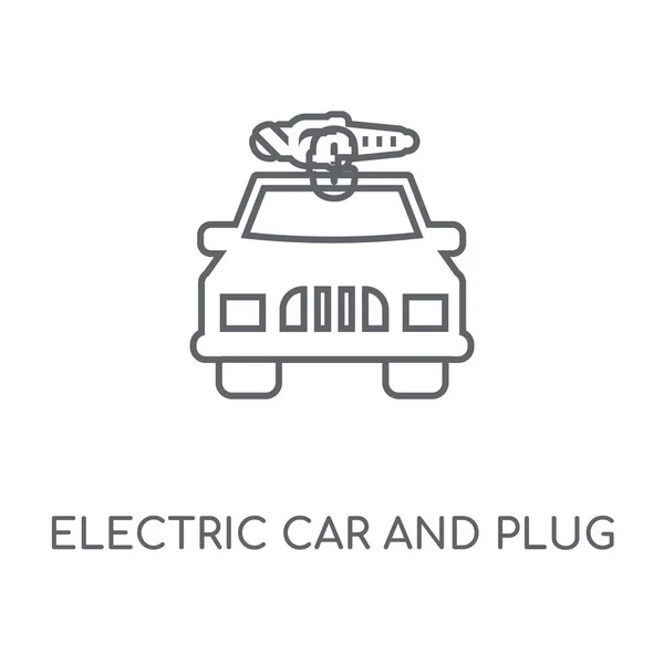 Elektroauto Und Plug Symbol Elektroauto Und Plug Konzept Haben Symbolcharakter — Stockvektor