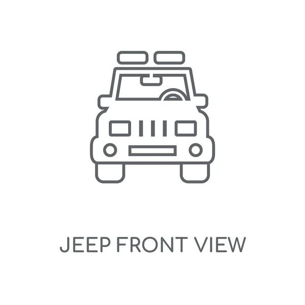 Icône Linéaire Vue Face Jeep Conception Symbole Course Concept Vue — Image vectorielle