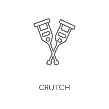 Koltuk değneği doğrusal simgesi. Koltuk değneği kavramı kontur sembolü tasarım. İnce grafik öğeleri illüstrasyon, beyaz bir arka plan, eps 10 anahat desen vektör.