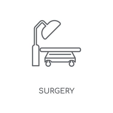 Cerrahi doğrusal simgesi. Cerrahi kavramı kontur sembolü tasarım. İnce grafik öğeleri illüstrasyon, beyaz bir arka plan, eps 10 anahat desen vektör.