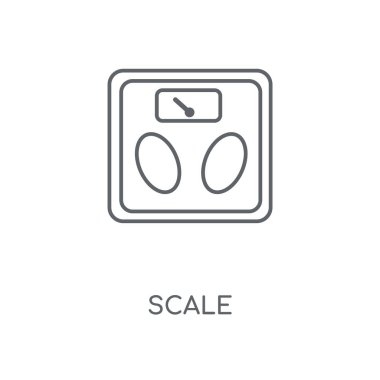 Ölçek doğrusal simgesi. Ölçek kavramı kontur sembolü tasarım. İnce grafik öğeleri illüstrasyon, beyaz bir arka plan, eps 10 anahat desen vektör.
