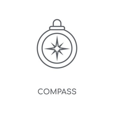 Pusula doğrusal simgesini. Kavramı kontur sembolü tasarım pusula. İnce grafik öğeleri illüstrasyon, beyaz bir arka plan, eps 10 anahat desen vektör.