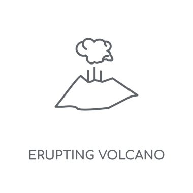 Patlayan yanardağ doğrusal simgesi. Patlayan yanardağ kavramı kontur sembolü tasarım. İnce grafik öğeleri illüstrasyon, beyaz bir arka plan, eps 10 anahat desen vektör.