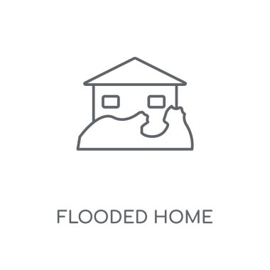 Sular altında ev doğrusal simgesi. Sular altında ev kavramı kontur sembolü tasarım. İnce grafik öğeleri illüstrasyon, beyaz bir arka plan, eps 10 anahat desen vektör.