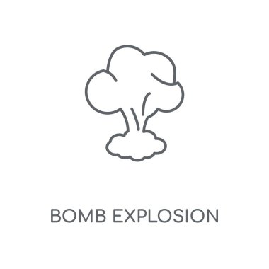 Bomba patlama doğrusal simgesi. Bomba patlama kavramı kontur sembolü tasarım. İnce grafik öğeleri illüstrasyon, beyaz bir arka plan, eps 10 anahat desen vektör.