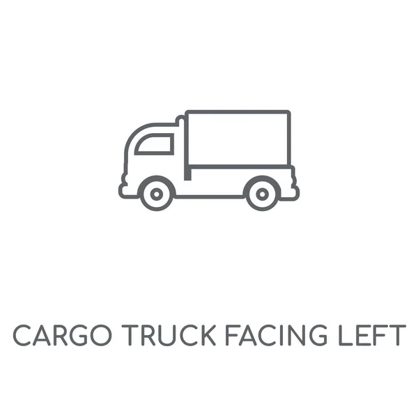 Cargo Ciężarówka Stoi Lewo Liniowe Ikona Cargo Ciężarówka Stoi Lewo — Wektor stockowy