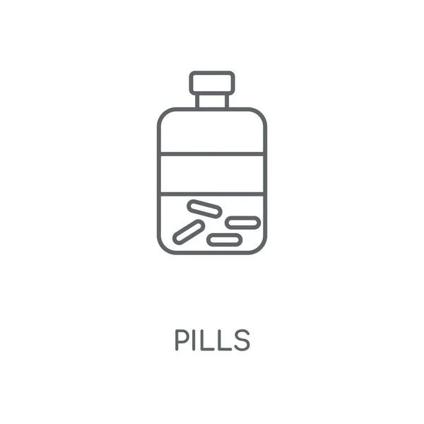 Pillole Icona Lineare Pillole Concetto Corsa Simbolo Design Illustrazione Vettoriale — Vettoriale Stock