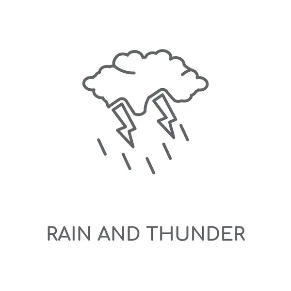 雨和雷霆线性图标 雨和雷电概念笔画符号设计 薄的图形元素向量例证 在白色背景上的轮廓样式 Eps — 图库矢量图片