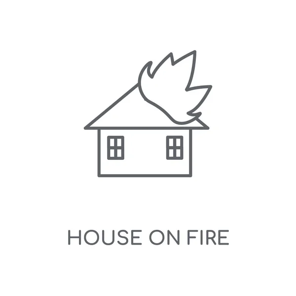 House Fire Lineaire Pictogram House Fire Lijn Symbool Conceptontwerp Dunne — Stockvector