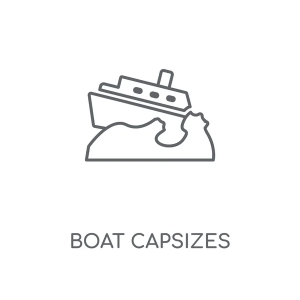 Линейный Значок Boat Capsizes Boat Capsizes Концепт Штрих Символа Дизайн — стоковый вектор
