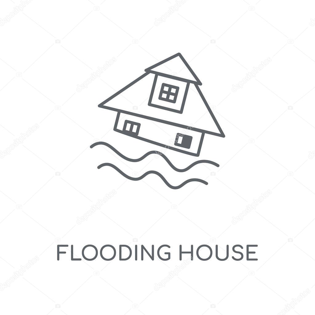 Flooding House linear icon. Flooding House concept stroke symbol design. Thin graphic elements vector illustration, outline pattern on a white background, eps 10.