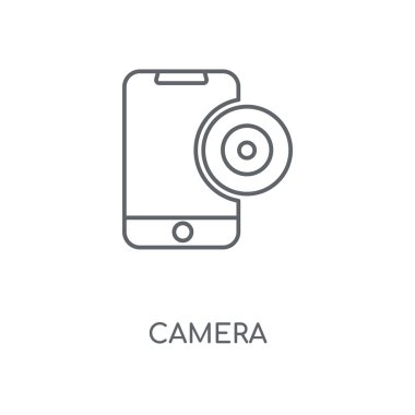 Kamera doğrusal simgesi. Kamera kavramı kontur sembol tasarımı. İnce grafik öğeleri illüstrasyon, beyaz bir arka plan, eps 10 anahat desen vektör.