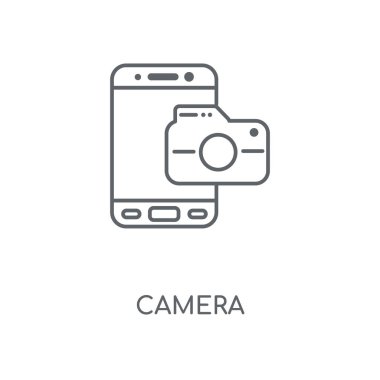 Kamera doğrusal simgesi. Kamera kavramı kontur sembol tasarımı. İnce grafik öğeleri illüstrasyon, beyaz bir arka plan, eps 10 anahat desen vektör.
