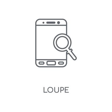 Büyüteç doğrusal simgesi. Büyüteç kavramı kontur sembolü tasarım. İnce grafik öğeleri illüstrasyon, beyaz bir arka plan, eps 10 anahat desen vektör.