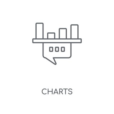 Grafikler doğrusal simgesi. Kavramı kontur sembolü tasarım çizelgeleri. İnce grafik öğeleri illüstrasyon, beyaz bir arka plan, eps 10 anahat desen vektör.