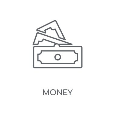 Para doğrusal simgesi. Para kavramı kontur sembolü tasarım. İnce grafik öğeleri illüstrasyon, beyaz bir arka plan, eps 10 anahat desen vektör.