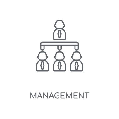 Yönetim doğrusal simgesi. Yönetim kavramı kontur sembol tasarımı. İnce grafik öğeleri illüstrasyon, beyaz bir arka plan, eps 10 anahat desen vektör.
