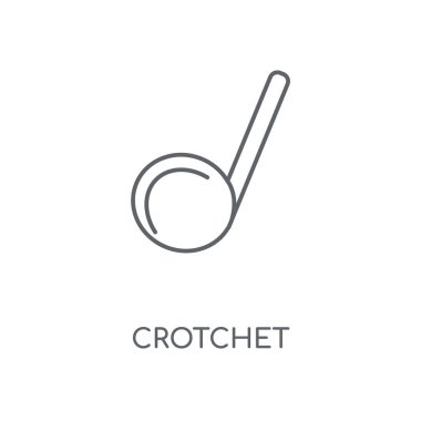 Crotchet doğrusal simgesi. Crotchet kavramı kontur sembolü tasarım. İnce grafik öğeleri illüstrasyon, beyaz bir arka plan, eps 10 anahat desen vektör.