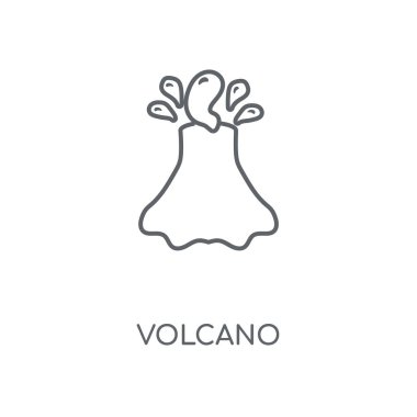 Volkan doğrusal simgesi. Volkan kavramı kontur sembolü tasarım. İnce grafik öğeleri illüstrasyon, beyaz bir arka plan, eps 10 anahat desen vektör.