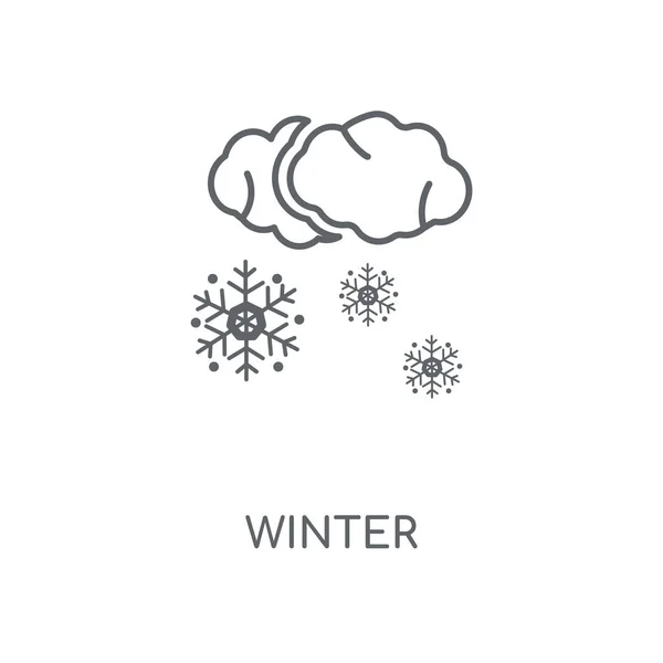 冬季线性图标 冬季概念笔画符号设计 薄的图形元素向量例证 在白色背景上的轮廓样式 Eps — 图库矢量图片