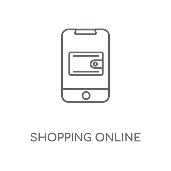 Shopping Online Linjär Ikonen Shopping Online Konceptdesign Stroke Symbol Tunn — Stock vektor