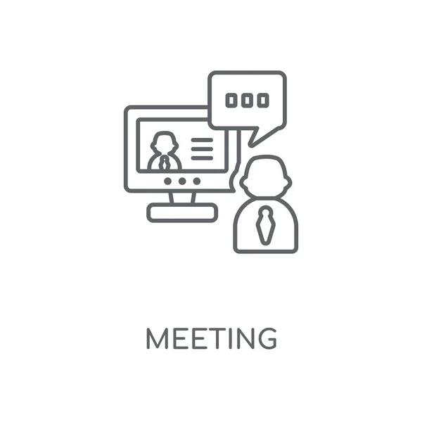 Toplantı Doğrusal Simgesi Toplantı Kavramı Kontur Sembolü Tasarım Nce Grafik — Stok Vektör