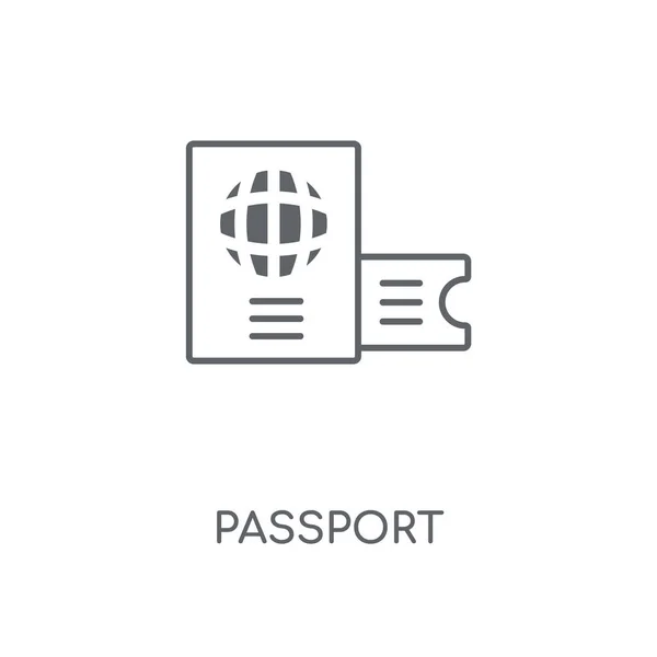 护照线性图标 护照概念笔画符号设计 薄的图形元素向量例证 在白色背景上的轮廓样式 Eps — 图库矢量图片