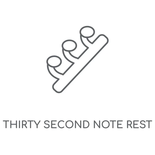 Trente Deuxième Note Reste Icône Linéaire Trente Deuxième Conception Symbole — Image vectorielle