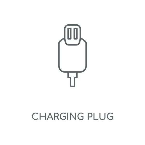 Charging Plug Linear Icon Charging Plug Concept Stroke Symbol Design — Stock Vector