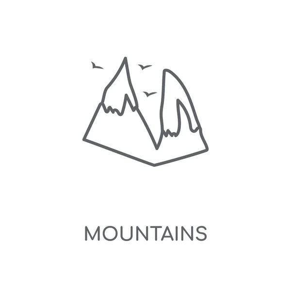Montanhas Ícone Linear Desenho Símbolo Curso Conceito Montanhas Elementos Gráficos — Vetor de Stock