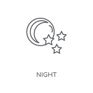Gece doğrusal simgesi. Gece kavramı kontur sembolü tasarım. İnce grafik öğeleri illüstrasyon, beyaz bir arka plan, eps 10 anahat desen vektör.