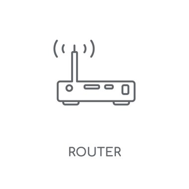 Yönlendirici doğrusal simgesi. Yönlendirici kavramı kontur sembolü tasarım. İnce grafik öğeleri illüstrasyon, beyaz bir arka plan, eps 10 anahat desen vektör.
