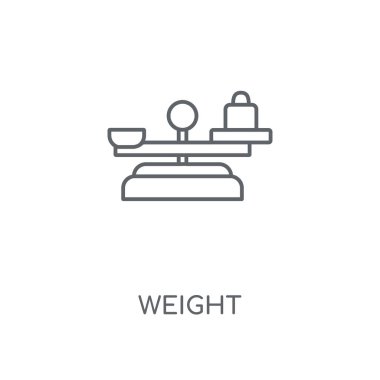 Ağırlık doğrusal simgesi. Ağırlık kavramı kontur sembolü tasarım. İnce grafik öğeleri illüstrasyon, beyaz bir arka plan, eps 10 anahat desen vektör.