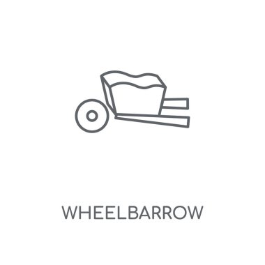 El arabası doğrusal simgesi. El arabası kavramı kontur sembolü tasarım. İnce grafik öğeleri illüstrasyon, beyaz bir arka plan, eps 10 anahat desen vektör.