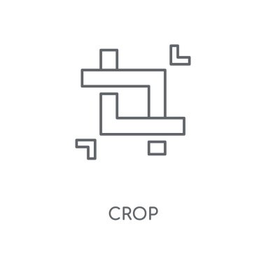 Kırpma doğrusal simgesi. Kırpma kavramı kontur sembolü tasarım. İnce grafik öğeleri illüstrasyon, beyaz bir arka plan, eps 10 anahat desen vektör.